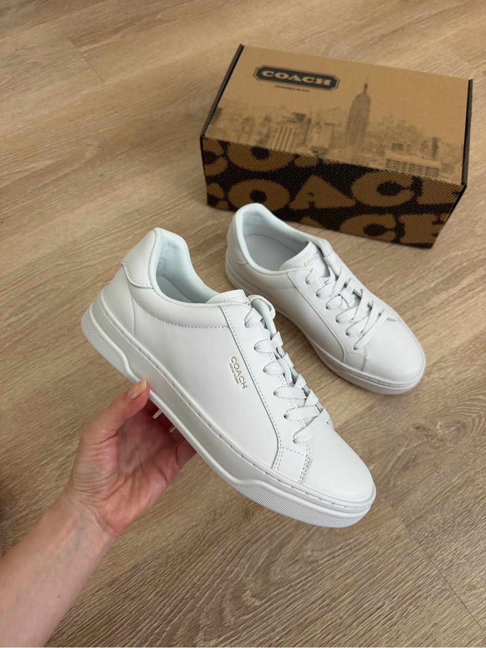 NWB COACH High Line Leather Sneakers Optic White CCN68 Size 7.5B